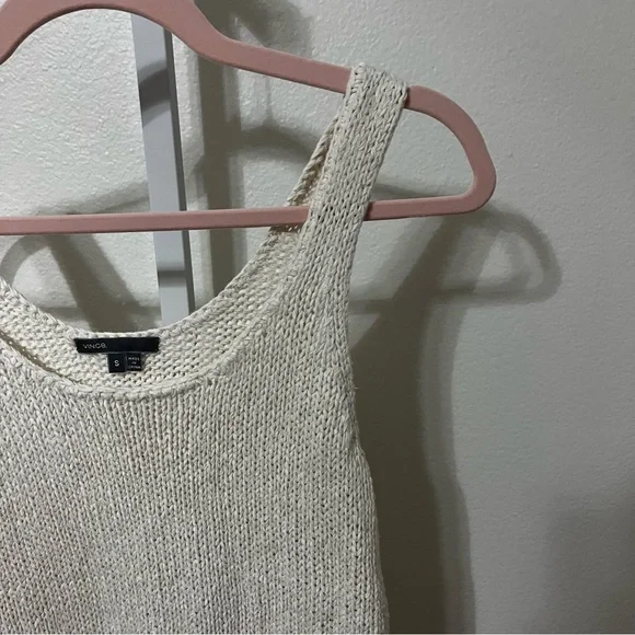 Vince Womens Off White Cotton Blend Knit Scoop Neck Tank Top Small - Picture 4 of 8